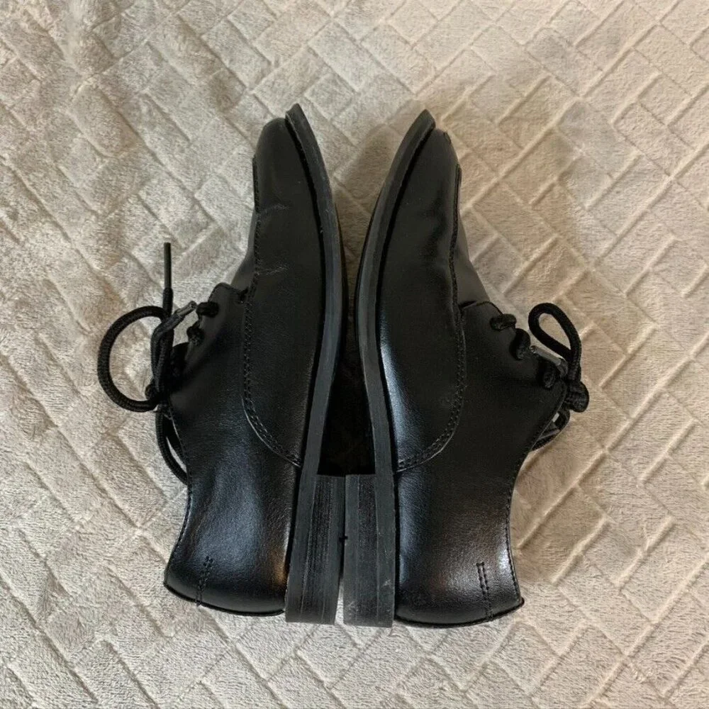Sonoma Boy Size 1 Dress Shoes Black Shiny Faux Leather with Suspenders & Bow Tie